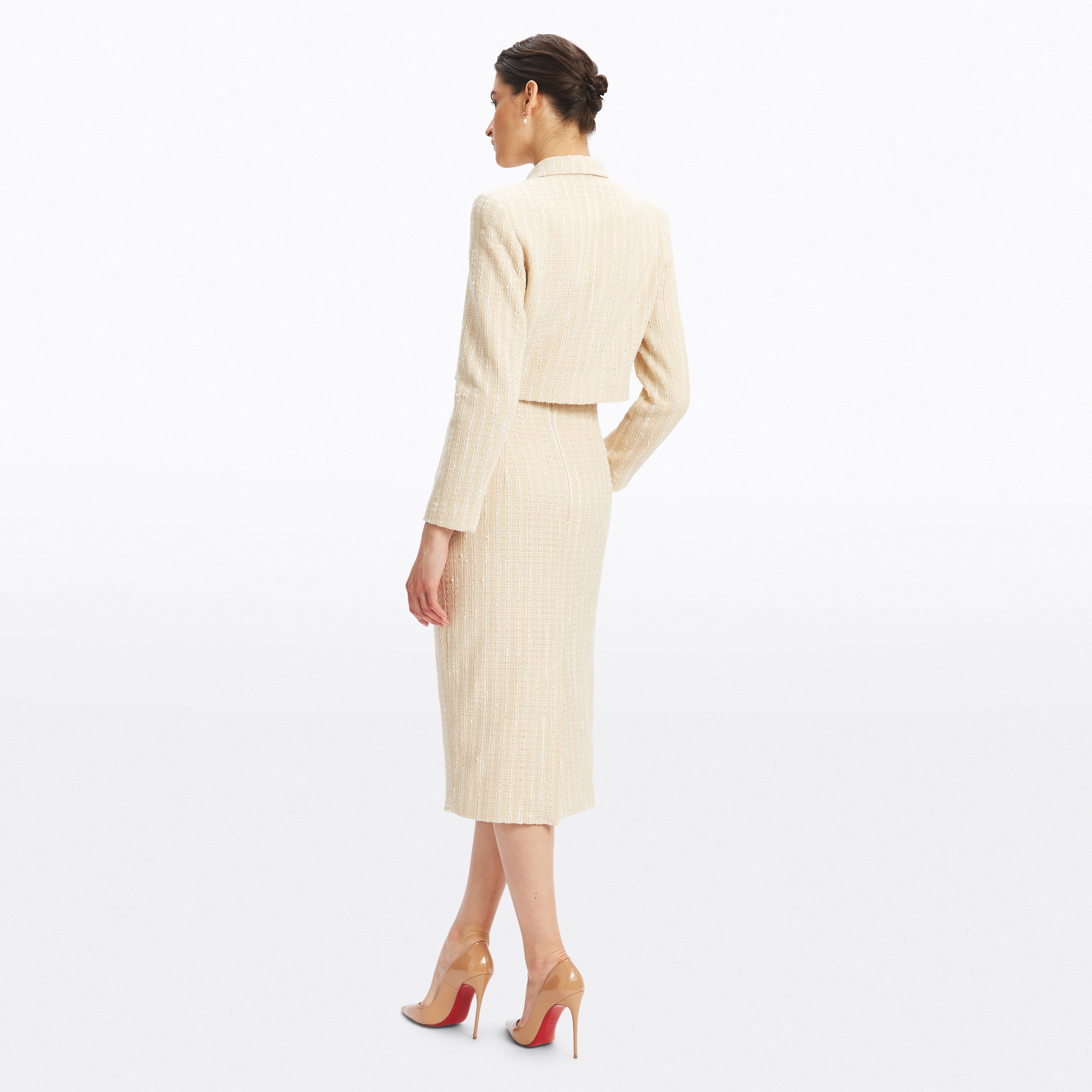Fiona Cream Ivory and Metallic Gold Striped Tweed Jacket