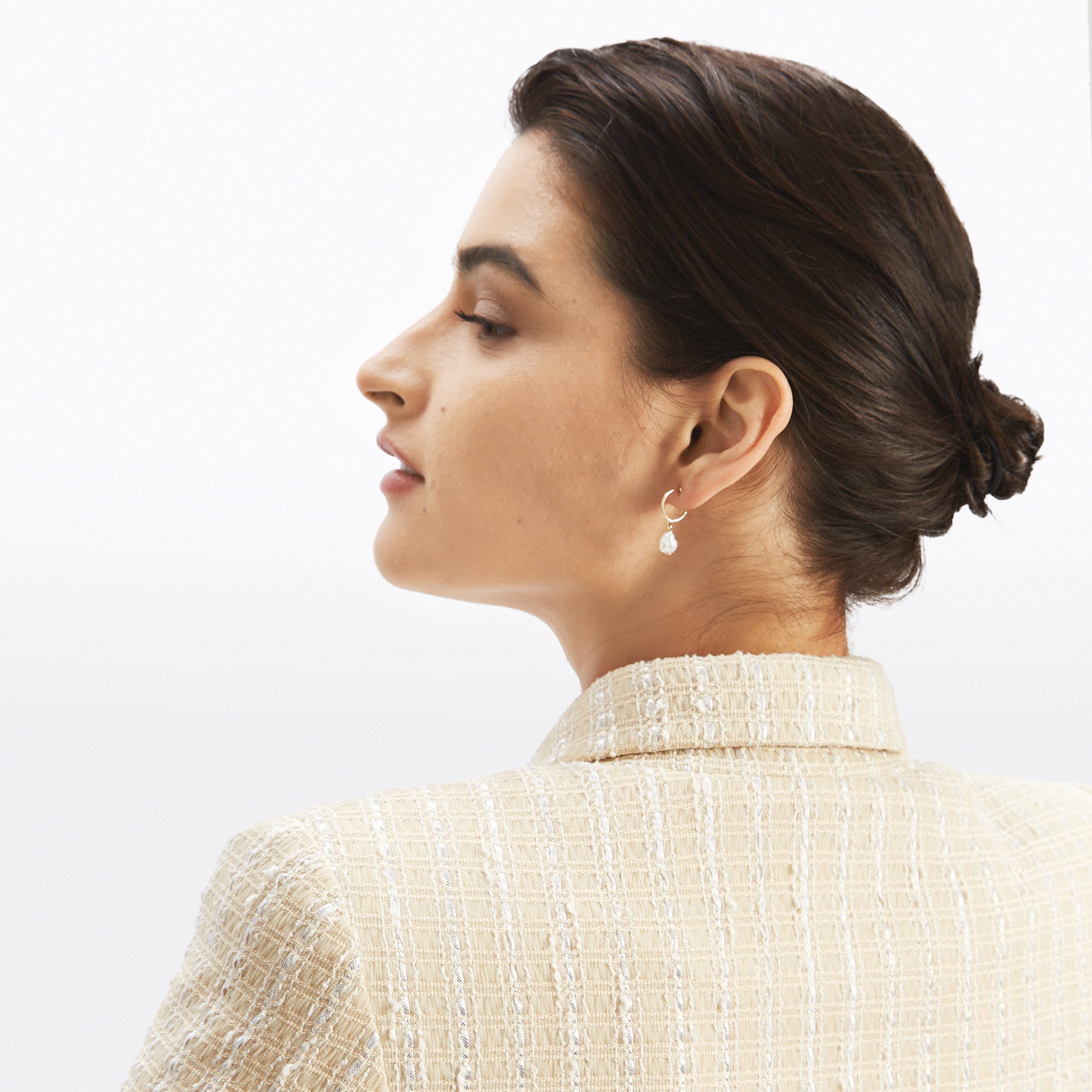 Fiona Cream Ivory and Metallic Gold Striped Tweed Jacket