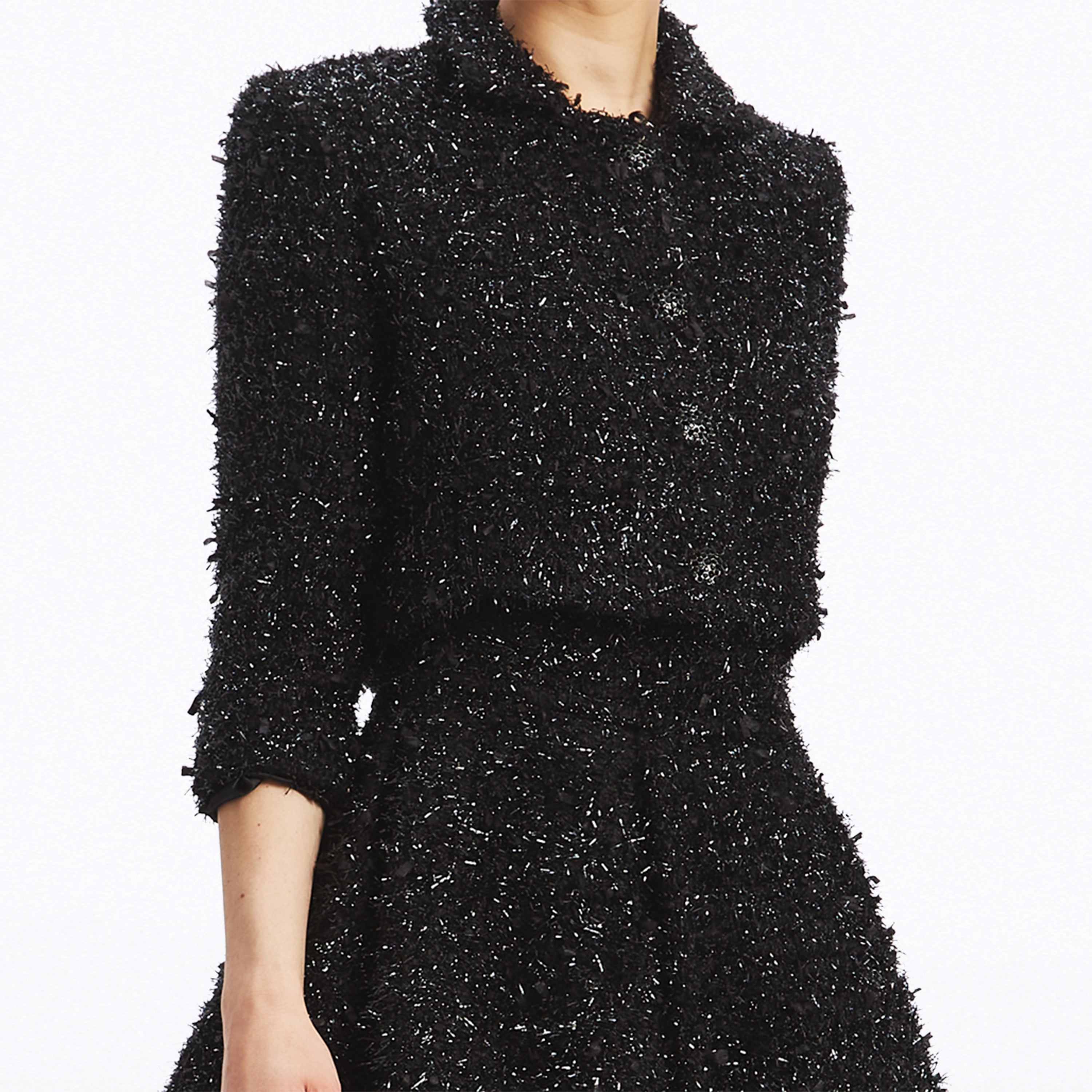 Leomie Cropped Lurex Tweed Jacket