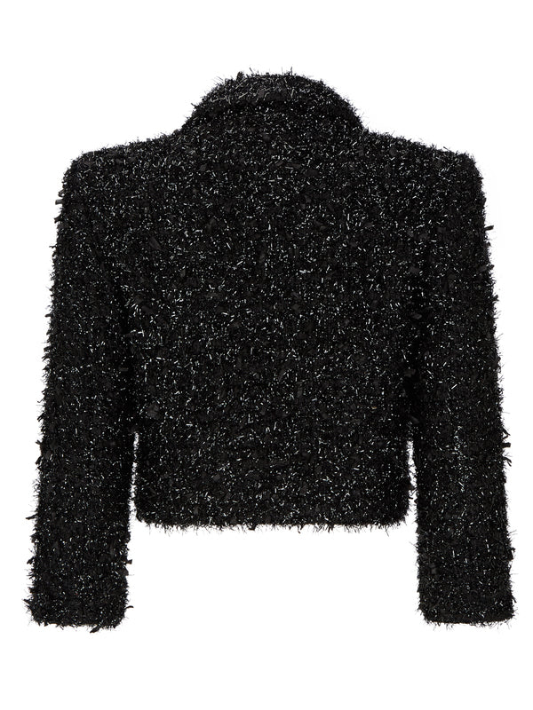 Leomie Cropped Lurex Tweed Jacket