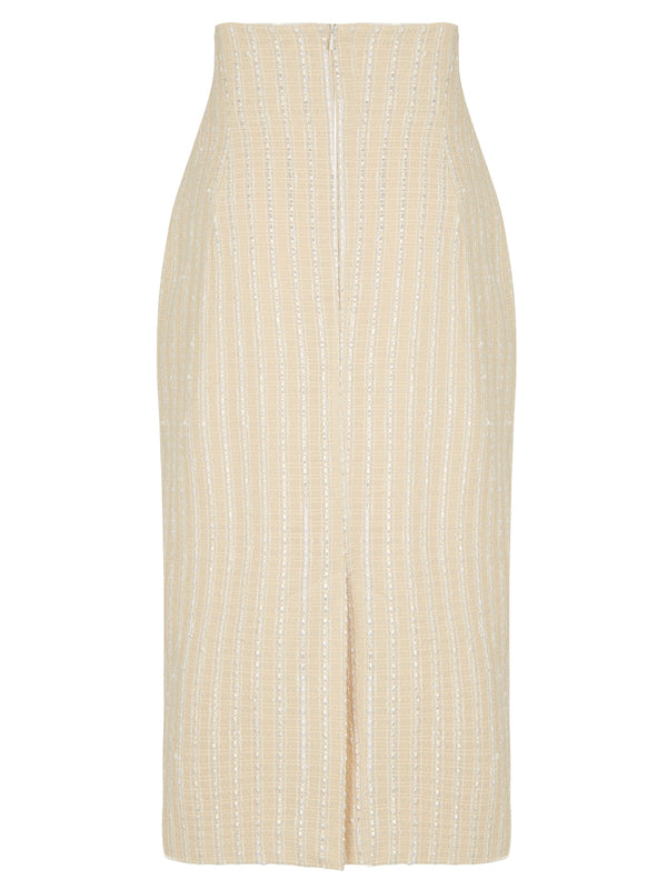 Amy Cream Ivory and Metallic Gold Striped skirt